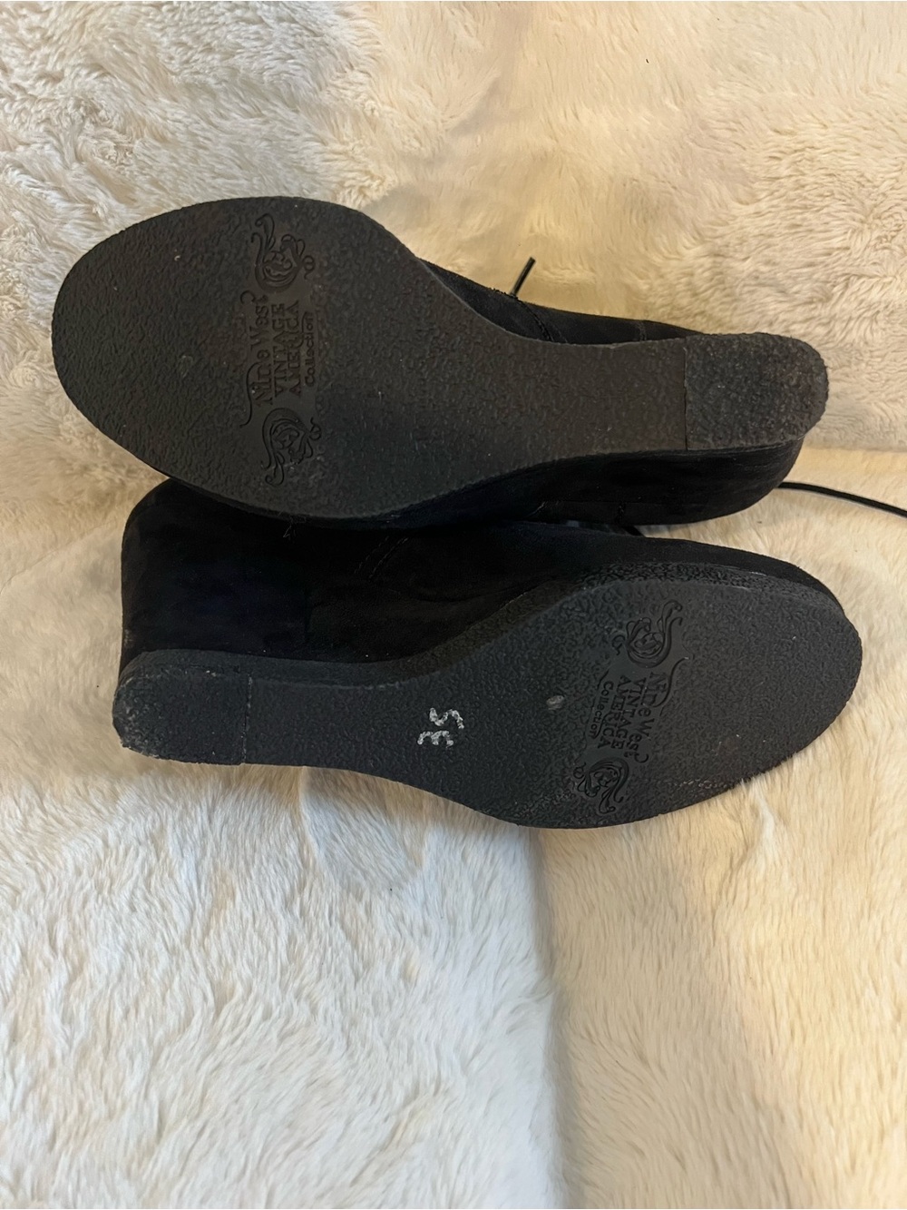 Rockport Black Suede Lace-Up Wedge Booties - Picture 6 of 7